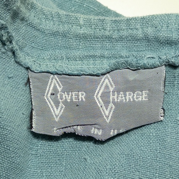 Cover Charge Shirt Womens One Size Blue Linen Button Up Patches Artsy Cottage - Picture 11 of 12